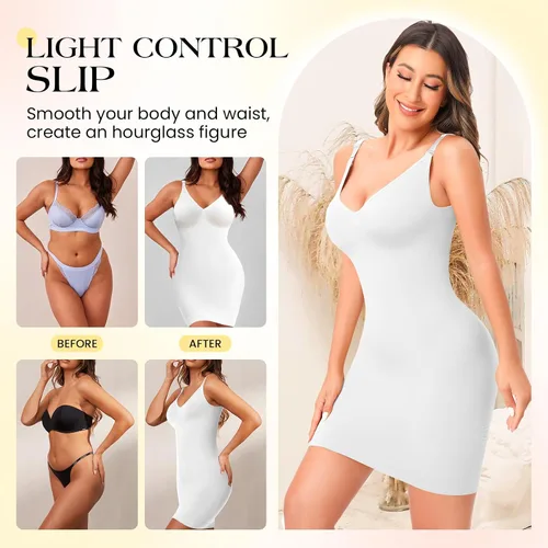 Vista 4 de Faja moldeadora para debajo de los vestidos, vestido de mujer, moldeador de cuerpo, control de abdomen, camisola completa debajo del vestido