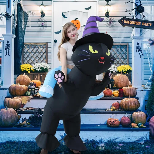 Vista 8 de Double Couple Disfraz de Halloween para adultos y niños, inflable, divertido de alienígena, disfraz de cosplay para mujeres y hombres