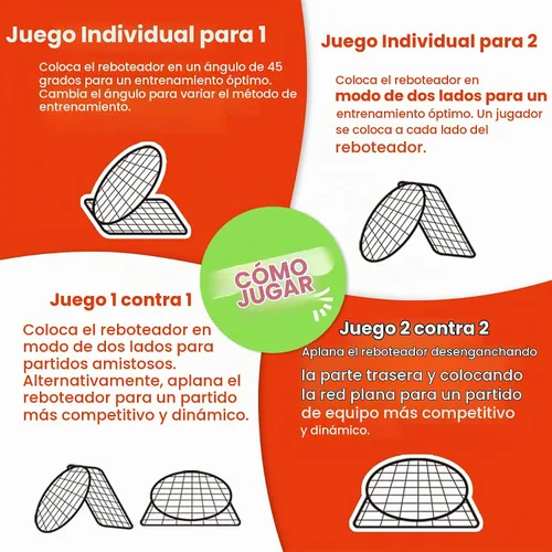 Vista 6 de Dual-Sided Adjustable Baseball Rebound Net for Multi-Sport,Includes 2 Balls Rojo