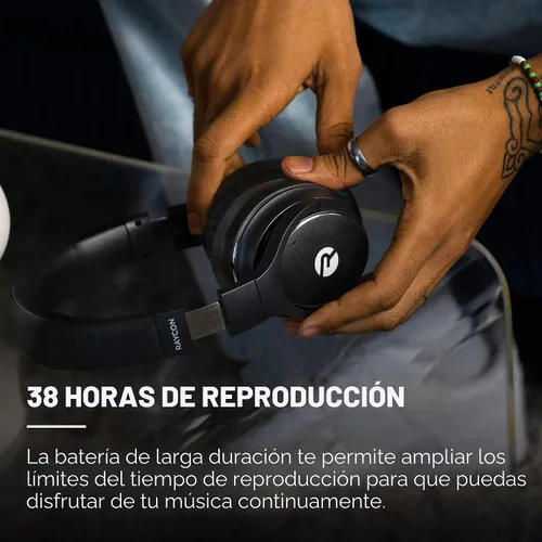Vista 5 de Raycon Los auriculares inalámbricos Bluetooth sobre la oreja de todos los días, con cancelación activa de ruido, modo de consciencia y micrófono