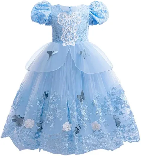 Vista 49 de Vestido de cumpleaños de princesa Cenicienta para niñas, disfraz de Halloween, concurso de Navidad, fiesta de baile con accesorios