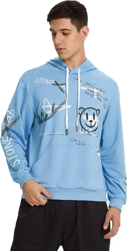 Vista 4 de WDIRARA Sudadera con capucha y cordón de manga larga con capucha y bolsillo para hombre