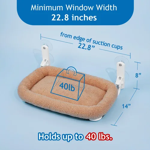 Vista 4 de Zakkart Hamaca plegable para gatos para ventana, sin cable, cama integrada lavable a máquina, marco de metal resistente, percha de ventana