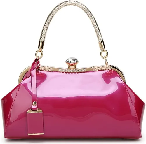 Vista 5 de Bolsos de noche para mujer, de cuero brillante, bolso de mano, mini bolso cruzado de hombro, bolsos vintage para fiesta nupcial
