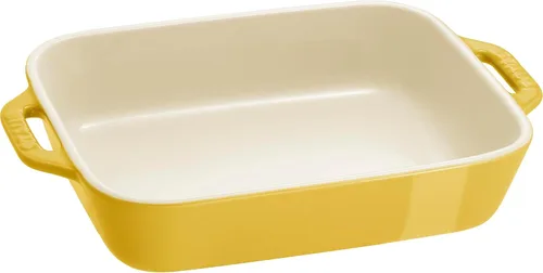 Vista 6 de STAUB Juego de platos rectangulares de cerámica para hornear de 2 piezas - Citron