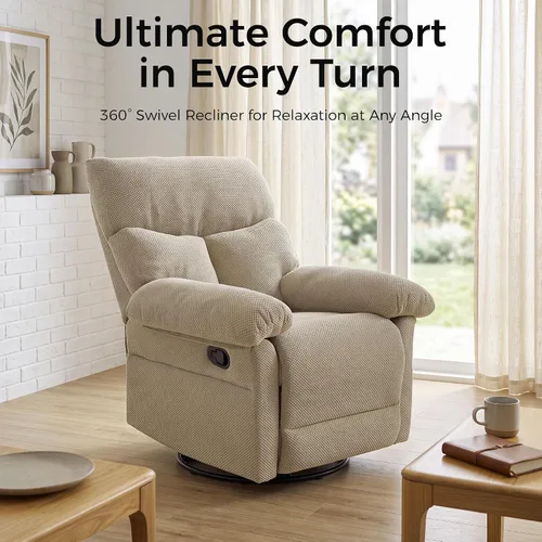 Vista 4 de HOPUBUY Silla mecedora reclinable para guardería con reposabrazos Caqui claro