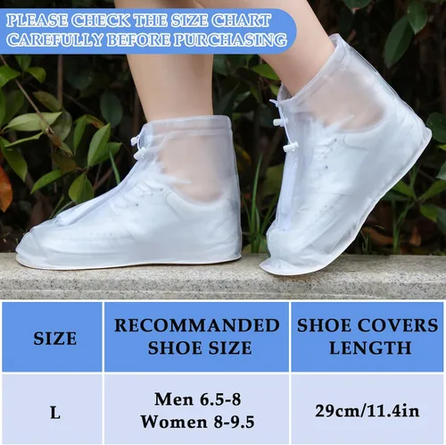 Vista 2 de Coume 2 pares de cubiertas para zapatos de lluvia antideslizantes impermeables, cubiertas protectoras reutilizables, cubiertas altas tipo botas