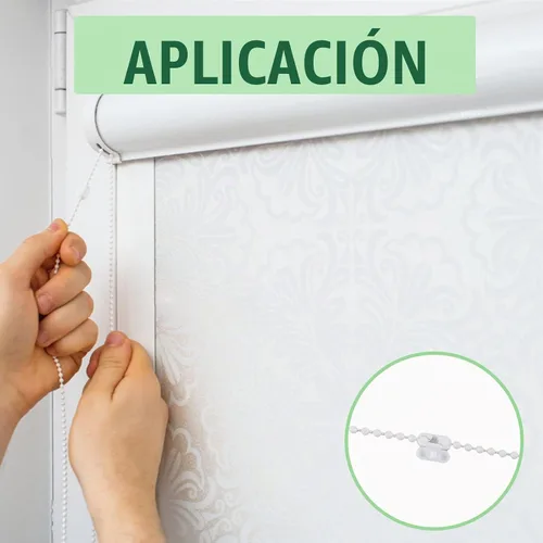 Vista 4 de 32.8 ft (32.8 pies) - Cable de cadena de cuentas enrollables venecianas romanas con 10 conectores para piezas de repuesto de persianas enrollables