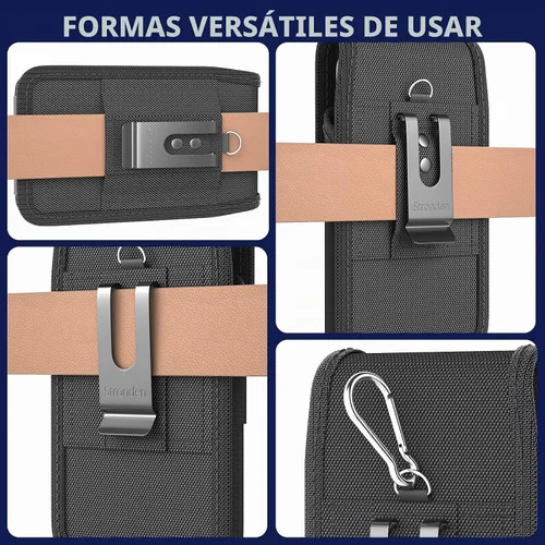 Vista 4 de Funda resistente para iPhone 17 Pro, 17 Air, 17, 16 Pro, 16, 15 Pro, 15, 14 Pro, 14, 13 Pro, 13, 12 Pro, 12, 11 - Bolsa de nailon de grado militar