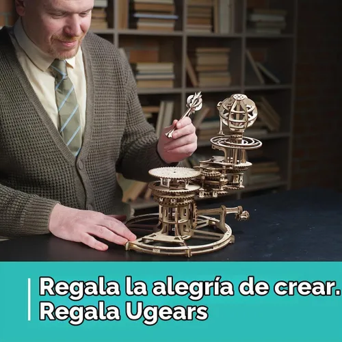 Vista 6 de UGEARS Rompecabezas mecánico Tellurion 3D - Rompecabezas de madera 3D para adultos, kit de maqueta del sistema solar, kits de modelo de madera