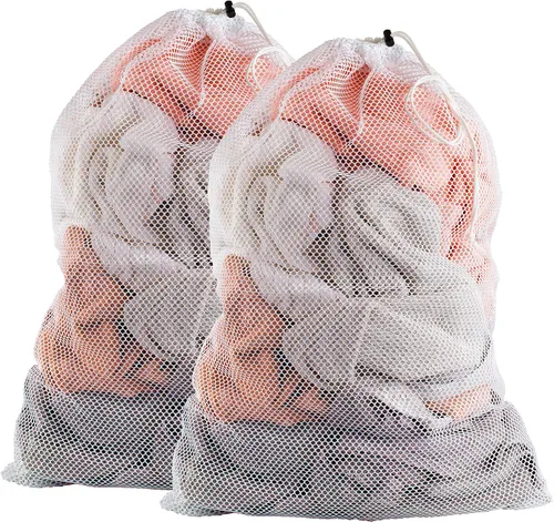 Vista 8 de Bolsa de lavandería de malla XL de Handy Laundry - Duradera, lavable a máquina con cierre de cordón seguro - Perfecta para dormitorios Negro