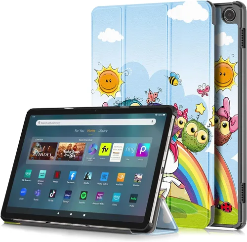 Vista 29 de Funda tipo folio con tapa para tablet Fire Max 11, ajuste delgado, de piel sintética de alta calidad, parte trasera dura, con función de apagado