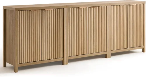Vista 18 de OAKHAM HOME Oxford Storage Cabinet Fluted Sideboard Buffet with Adjustable Shelves Modern Accent Console Credenza for Hallway, Living Room, Entryway