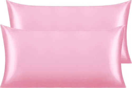 Vista 119 de NTBAY Paquete de 2 fundas de almohada estándar de satén para cabello y piel, lujosas y sedosas fundas de almohada con cierre de sobre, 20 x 26