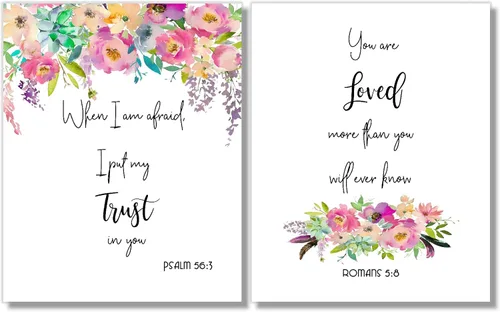 Vista 3 de Arte de pared inspirador – Dios es nuestro refugio – Decoración cristiana de pared – Juego de 4 – 8 x 10 – sin marco