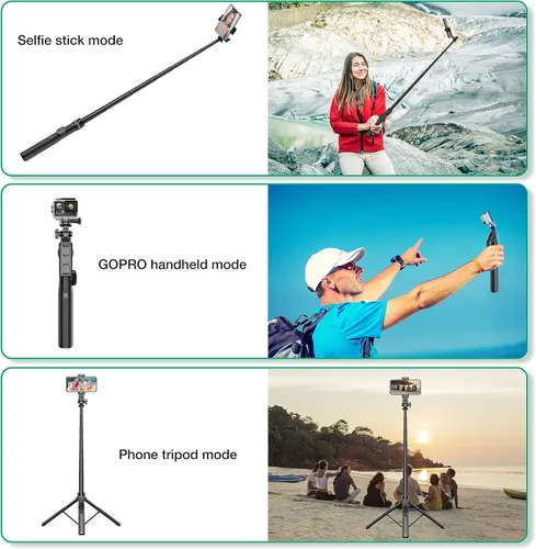 Vista 7 de Soporte de teléfono de 70.6 pulgadas y trípode para selfies, soporte de celular extensible con control remoto y soporte para teléfono