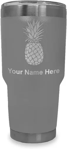 Vista 19 de LaserGram Vaso aislado al vacío de 20 onzas, piña, grabado personalizado incluido (negro)