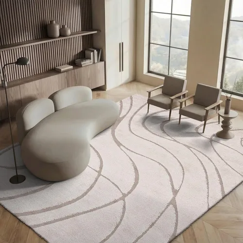 Vista 43 de Safavieh Florida Shag Collection - Alfombra de área de 2 x 3 pies, color crema/beige, diseño geométrico, felpa de 1.2 pulgadas de grosor, ideal