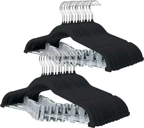 Vista 18 de ManGotree Perchas de terciopelo para bebé de 11.8 pulgadas con clips movibles, perchas de fieltro antideslizantes para niños, perchas de ropa