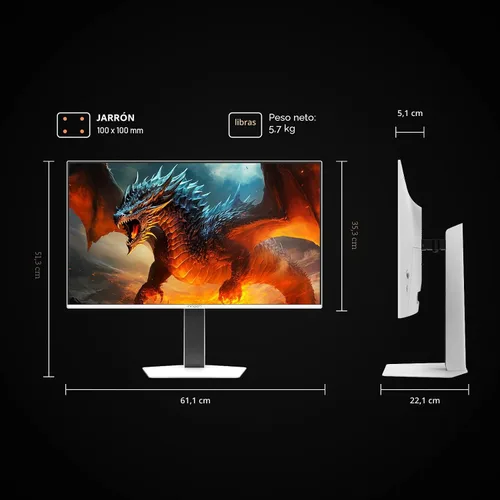 Vista 8 de INNOCN 27" QD-OLED 2K QHD 2560 x 1440P 280Hz 240Hz PC Monitor de consola de juegos, 0.03ms, HDR400, HDMI, DisplayPort, altavoz incorporado, soporte