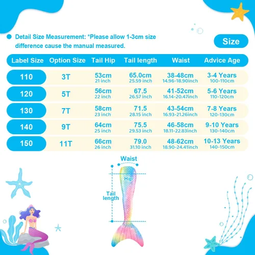 Vista 4 de DNFUN Colas de sirena para nadar para niñas, bikini de princesa, cola de sirena, traje de baño para niñas
