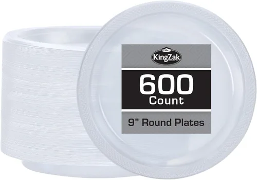 Vista 34 de Hanna K. Signature - Platos de plástico negro para fiesta, platos desechables de 7 pulgadas, 50 unidades, suministros de fiesta para aperitivos