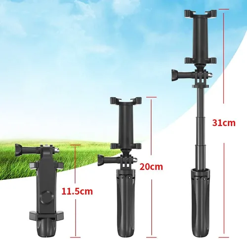 Vista 6 de Andoer Mini trípode de escritorio plegable portátil con 3 secciones extensible ajustable longitud del clip para teléfono inteligente Vlog grabación
