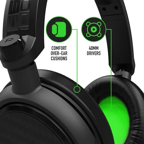 Vista 3 de 4Gamers C6-100 Auriculares para juegos sobre la oreja negros y verdes compatibles con PS4PS5, Xbox, Switch, PC con micrófono flexible, conector