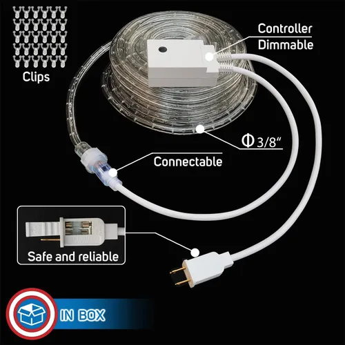 Vista 8 de Russell Decor Cuerda de luces LED con controlador regulable de 4 niveles para Navidad, 4 de julio, Día de los Caídos, decoración de vacaciones