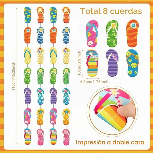 Vista 3 de Cindeer 8 piezas de pancartas de verano con guirnalda para fiesta de verano