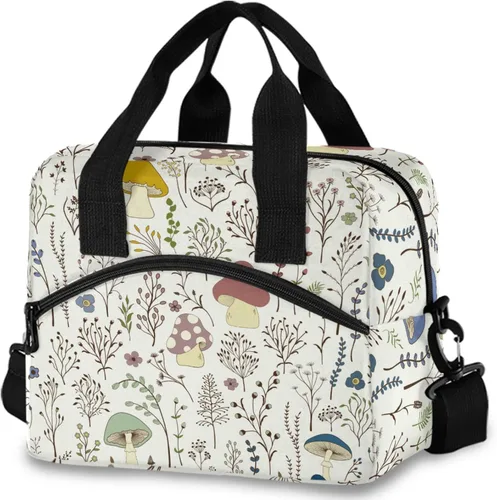 Vista 8 de Bolsa de Almuerzo Aislada de Leopardo Negro Estampado de Piel Animal Enfriadora Reutilizable Tote Box con Correa para el Hombro para Trabajo Picnic