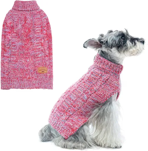 Vista 18 de BEAUTYZOO Suéteres de perro para perros pequeños, ropa de punto con agujero Pompones beige