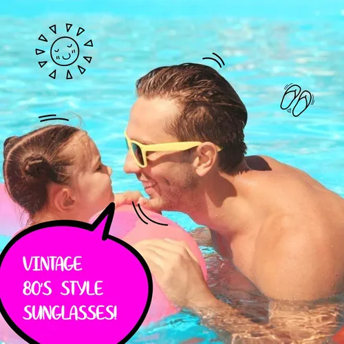 Vista 3 de Neliblu Gafas de sol para niños, regalos de fiesta a granel, estilo de los años 80, para playa y piscina, bolsas de recuerdo de fiesta, premios