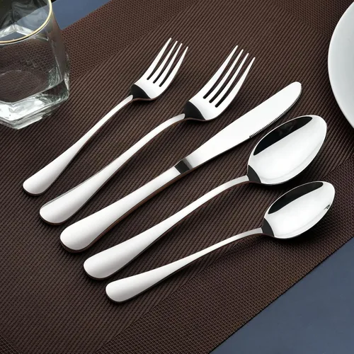 Vista 7 de Juego de cubiertos de 60 piezas para 12, cubiertos de acero inoxidable resistente, incluye cuchillo de carne, tenedor y cuchara, apto