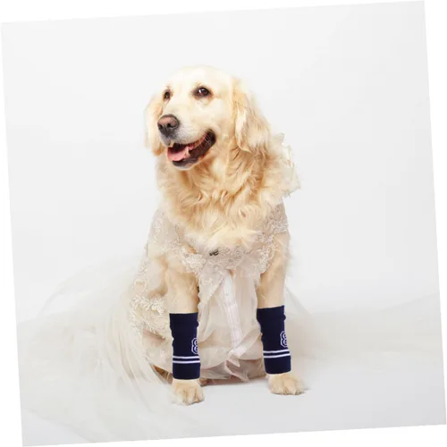 Vista 5 de ERINGOGO 4pcs Elastic Fit Dog Elbow Sleeves Dog Leg Warmers Knitted Leg Wraps for Pet Elbow Support Sleeves Protective Design