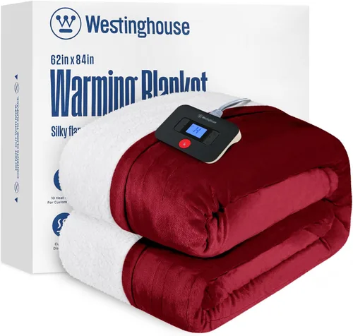Vista 32 de Manta eléctrica con calefacción Westinghouse, manta eléctrica con 6 niveles de calefacción y configuración de tiempo de 2-10 horas, manta eléctrica