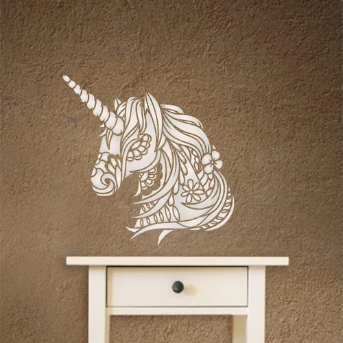 Vista 3 de Plantillas para paredes: Plantilla de cabeza de unicornio, 10 x 10 pulgadas (L) - Caballo tribal decorativo, unicornio