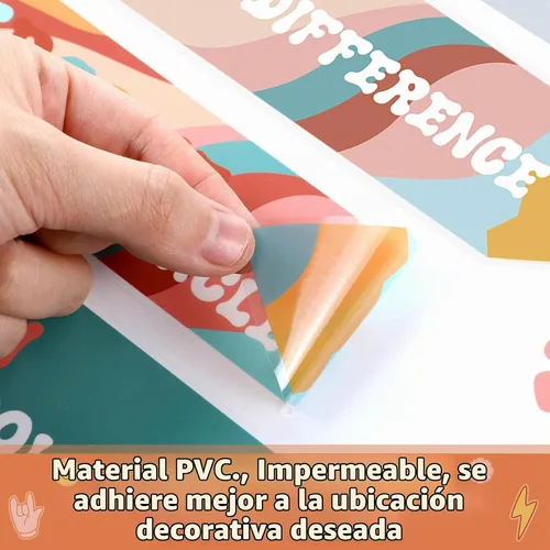 Vista 3 de Cholemy 9 hojas retro de bienvenida para ventana, tablón de anuncios, calcomanías de bienvenida para puerta de bienvenida, diseño de arco iris