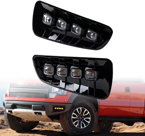 Vista 7 de Luz antiniebla LED izquierda derecha compatible con Ford F-150 Raptor 2009-2014 (xenón blanco + ámbar)