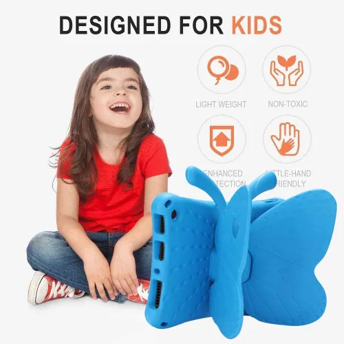 Vista 63 de FW Fire 7 - Funda para tablet para niños, Amazon Fire 7 2022, funda de mariposa con luz de atril, EVA, protección contra caídas, resistente, a