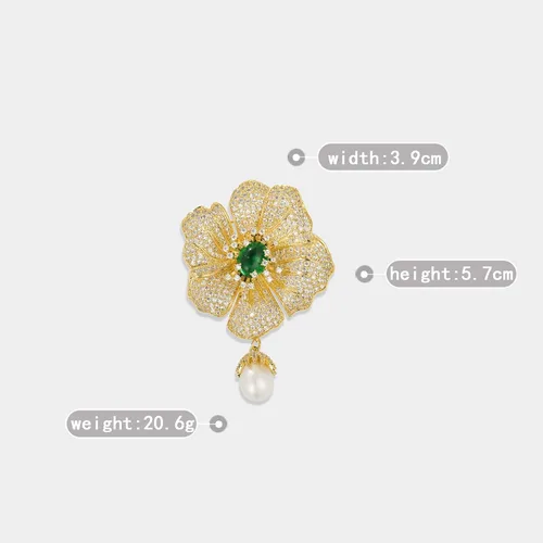 Vista 9 de Broches de moda para mujer, elegantes broches de ramillete de hojas para mujer, joyería de moda para disfraz de perlas, broches y alfileres