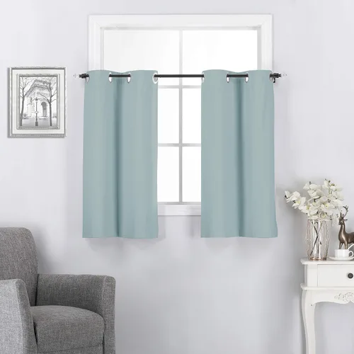 Vista 15 de Rooney Cortinas cortas negras para ventana, cortinas opacas con aislamiento con ojales, para cocina, sótano, oficina, 2 piezas, 30 x 36 pulgadas por