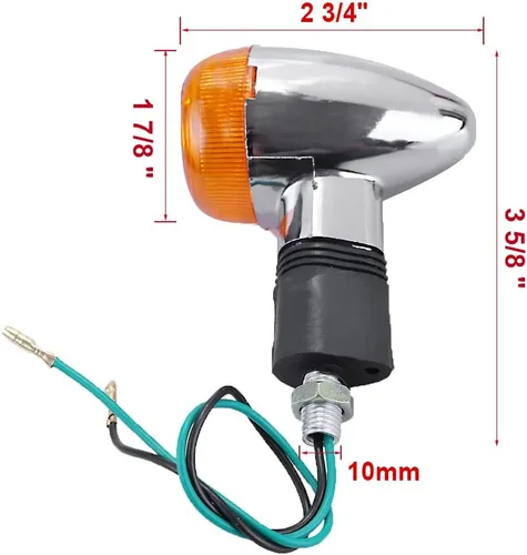 Vista 2 de Saihisday Luces de señal de giro de motocicleta de 12 V luz intermitente delantera trasera intermitente ámbar cromo bala (4 piezas)