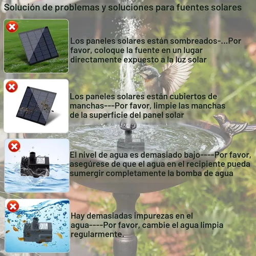 Vista 3 de Kit de bomba de fuente solar con panel solar separado, bomba de agua solar mejorada de 1.8 W con cable de 3 M de largo y 4 boquillas Fuente de agua