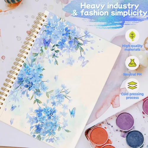 Vista 7 de Phinus Cuaderno de bocetos para acuarela de 30 hojas 14 x 21,6 cm, papel para acuarela prensado en frío (140 lb/300 g/m²), cuaderno de acuarela