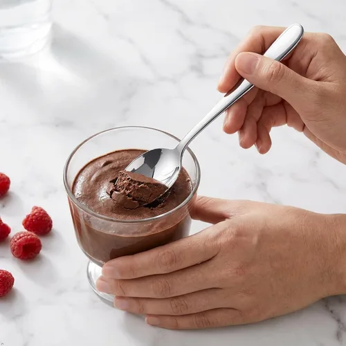 Vista 4 de Kekow Cucharas de postre de acero inoxidable de 12 piezas Mango ergonómico suave, acero inoxidable de grado alimenticio, uso para té, café