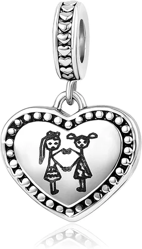 Vista 3 de Chili Jewelry Dije de corazón Always My Sister Forever My Friend compatible con pulseras Pandora