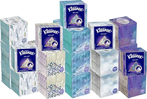 Vista 3 de Kleenex Expressions - Pañuelos faciales ultra suaves, 18 cajas de cubos, 65 pañuelos por caja (1,170 pañuelos en total)