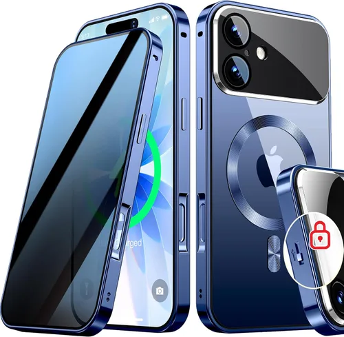 Vista 16 de Funda magnética de privacidad para iPhone 13 Pro, protección completa de la cámara, color negro [Mechanical Lock][Compatible with MagSafe]