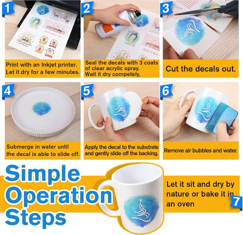 Vista 4 de Papel adhesivo para transferencia de agua KOALA PAPER INKJET TRANSPARENTE, 20 hojas de papel adhesivo para transferencia de agua de 8.5x11 pulgadas
